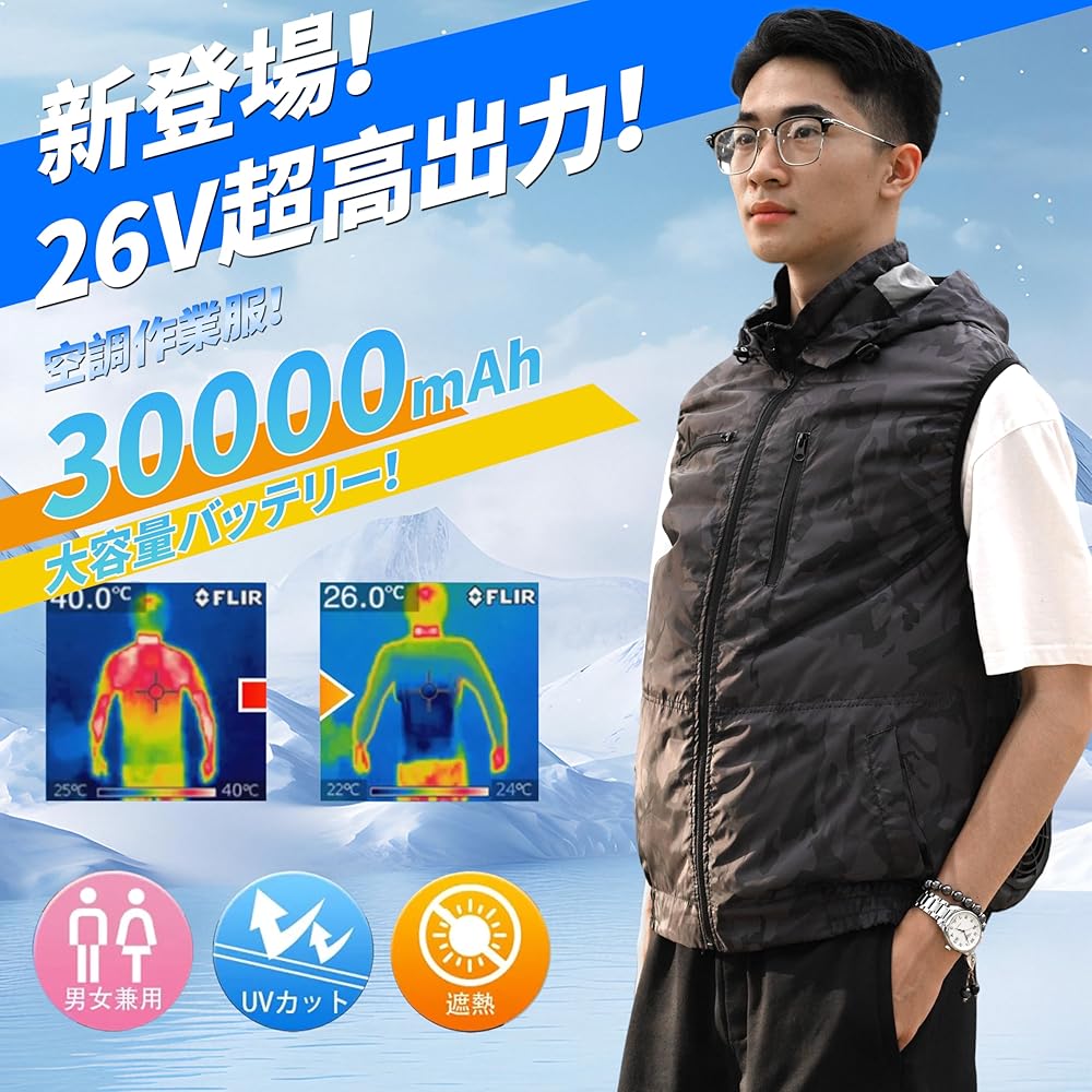Amazon.co.jp: [ZHICHUAN] 空調作業服 26V高出力 ファン
